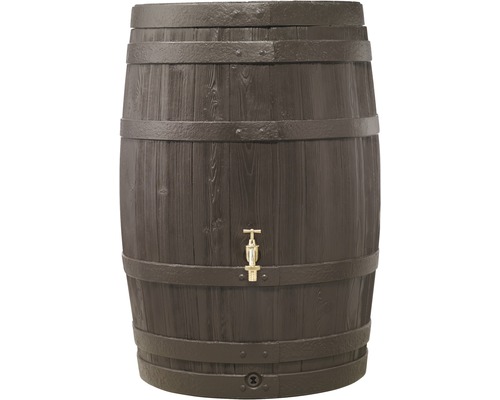 Regenton in houtlook met waterkraan