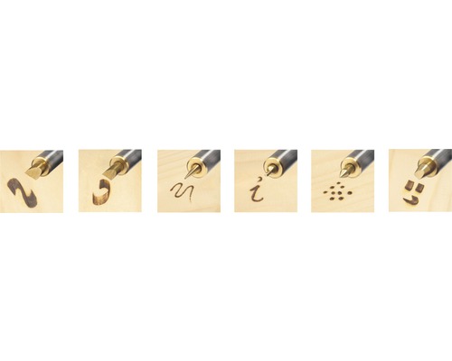 Diverse brandstempels creëren patronen in hout