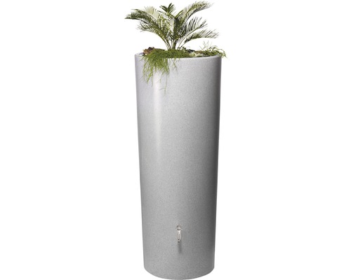 Regenton van kunststof met kraan en beplanting