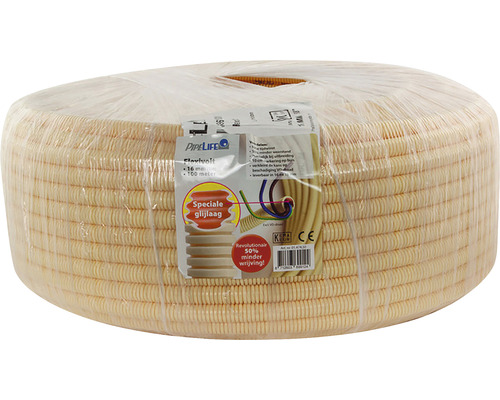 PIPELIFE Flexibele elektrabuis PVC 16 mm 5/8" Flexivolt Low Friction crème 100 m Flexibele buis Flexivolt, 16 millimeter diameter, 100 meter lengte