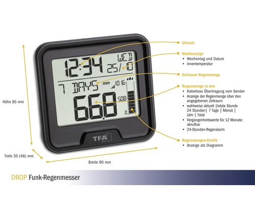 DROP draadloze regenmeter met digitale display