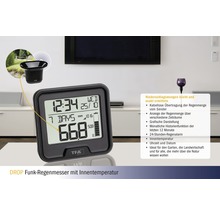 Draadloze regenmeter met binnentemperatuurweergave van TFA