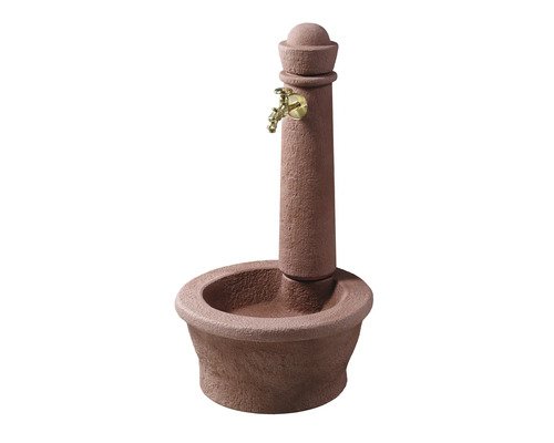 GARANTIA Waterzuil met kraan Roma klassiek 44 x 52 x 90, 19 mm (3/4") steenoptiek rood Tuinaftappunt van steen met messing kraan