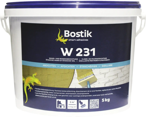 Emmer Bostik W 231 wand- en vloerafdichting, flexibele kelderafdichting, tweecomponenten, 5 kg