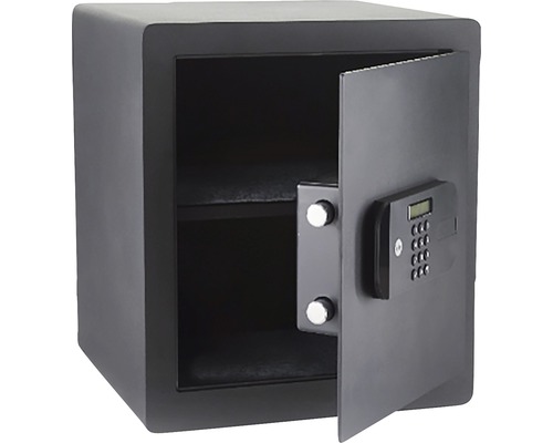 YALE High Security elektronische inbraakwerende kantoorkluis YSEB/400/EB1 Geopende kluis met elektronisch slot en een legbord