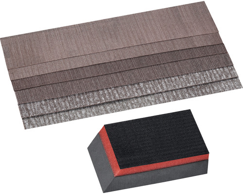 Monsterbord met stofstalen en stofstaal op schuimblok