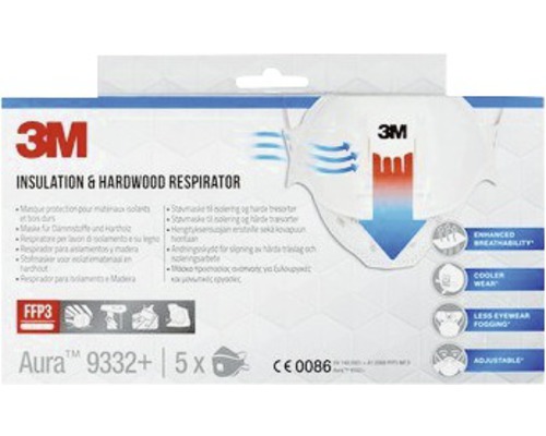 3M Aura 9332+ FFP3 ademhalingsmasker, 5 stuks