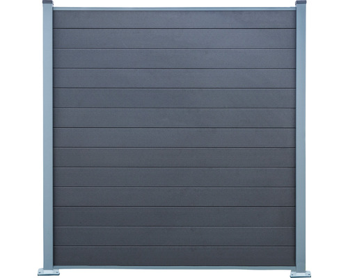 Kunststof tuinscherm met horizontale panelen en frame