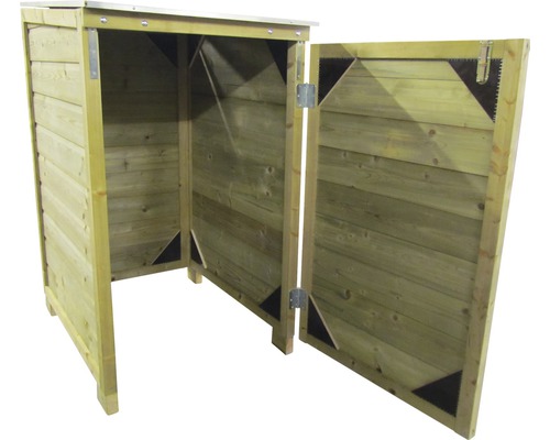 Geopende houten buitenopslag