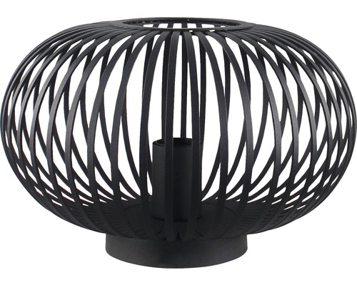 Decoratieve zwarte metalen tafellamp met open lampenkap