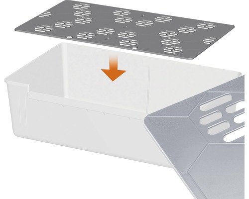 Gereedschapskoffer met geperforeerde metalen inleg en richtingpijl