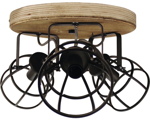 Plafondlamp met drie fittingen en kooischermen