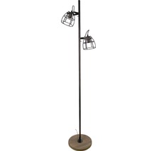 Staande lamp met twee lampen en houten voet
