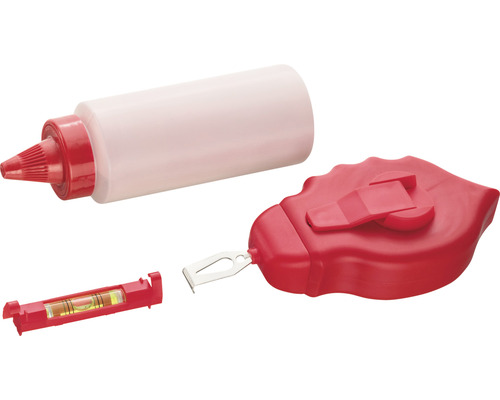 Slaaplijnmachine met waterpas en verfcontainer