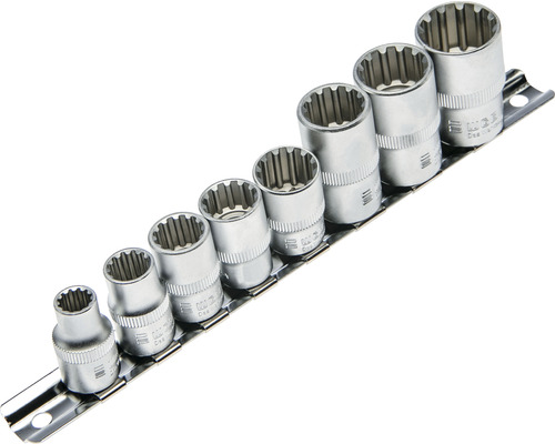 Doppenset op een metalen rail