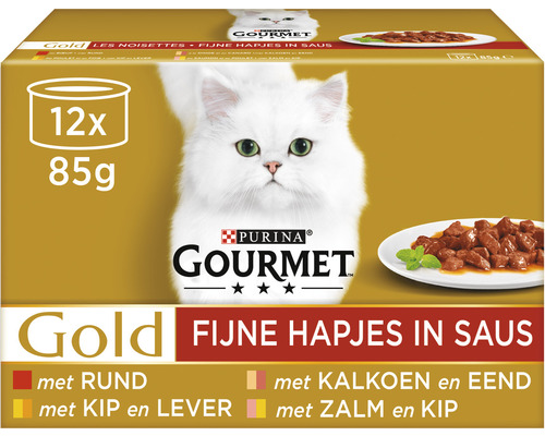 GOURMET Kattenvoer gold fijne hapjes in saus 12 x 85 g Gourmet Gold kattenvoer Fijne Hapjes in Saus, 12 maal 85 gram