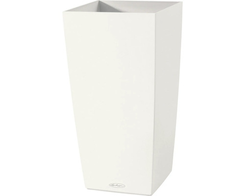 LECHUZA All-in-One Set Plantenbak Color Cubico Kunststof wit 30 x 30 x 56 cm Vierkante kunststof plantenbak