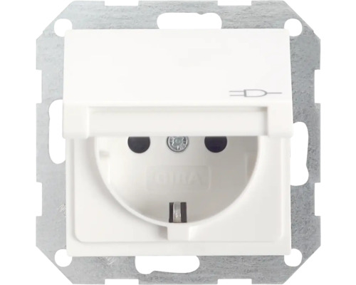 GIRA System 55 Stopcontact 1-voudig RA met klapdeksel zuiverwit glans 445403 Gira stopcontact met klapdeksel
