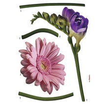 Afbeelding van Gerbera en Fresia met groen bloemendraad