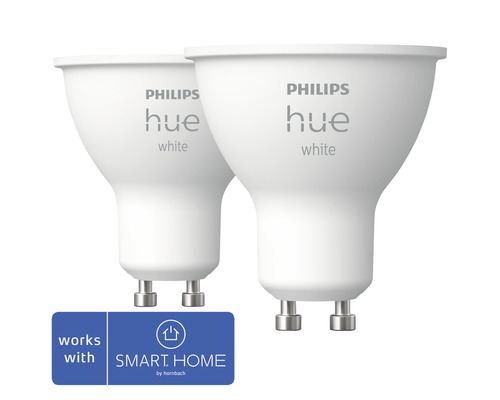 PHILIPS Hue White LED-lamp GU10/5,2W warmwit, 2 stuks PHILIPS Hue White LED-lamp GU10/5,2W warmwit, 2 stuks