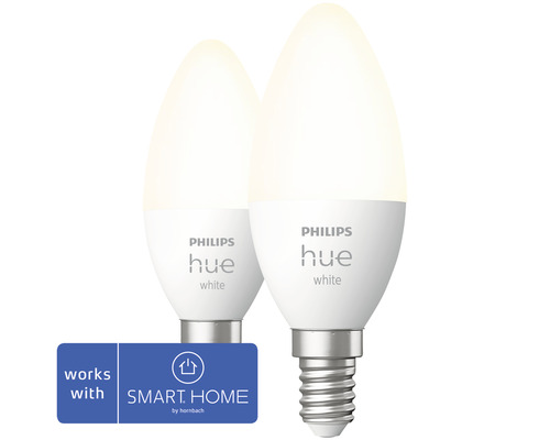 PHILIPS Hue White LED-lamp E14/5,5W B39 warmwit, 2 stuks PHILIPS Hue White LED-lamp E14/5,5W B39 warmwit, 2 stuks