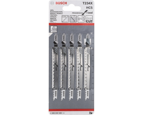 Bosch decoupeerzaagbladen T234X HCS set, 5 stuks, voor hout