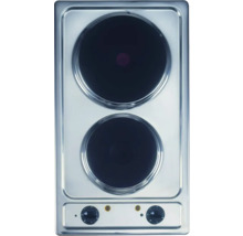 Stalen dubbele kookplaat met twee kookzones en bedieningsknoppen