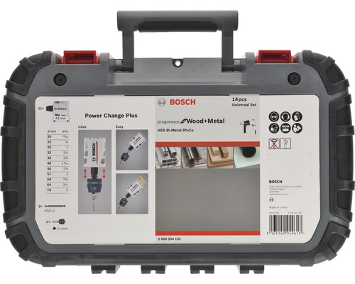 Bosch Power Change Plus boor set voor hout en metaal, 14-delig, in koffer