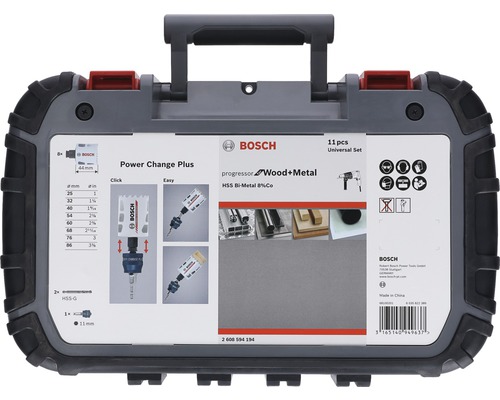 Bosch Power Change Plus universele set, 11-delig, voor hout en metaal, in gereedschapskoffer