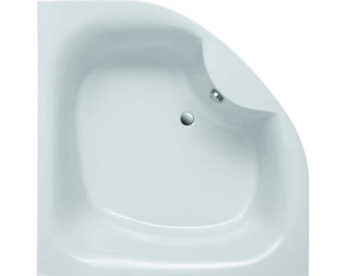 Hoekbad van sanitairacryl met afvoergarnituur