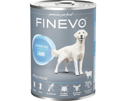 FINEVO Hondenvoer nat Sensitive Dog lam 800 g Finevo nat hondenvoer met lam voor gevoelige honden in blik