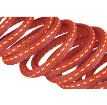 Gevlochten oranje polyamide koord met witte en blauwe markeringen