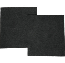 Twee rechthoekige, zwarte filtermatten