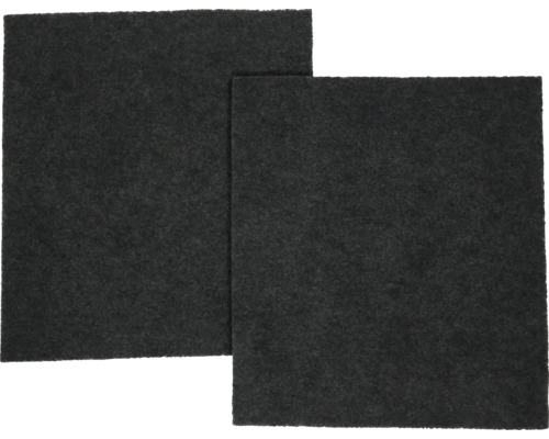 Twee rechthoekige, zwarte filtermatten