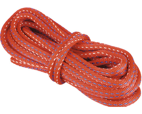 MAMUTEC Touw Paraloc Ø 10 mm polypropyleen rood/blauw, 10 meter Oranje touw met witte en blauwe accenten