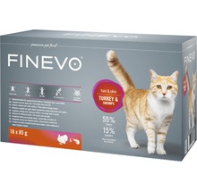 FINEVO Kattenvoer nat Hair & Skin kalkoen en garnalen 16x85 g-thumb-0