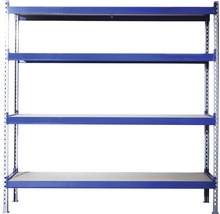 Blauw magazijnrek met vier planken