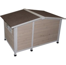 Houten hondenhok met bitumendak en klein raam