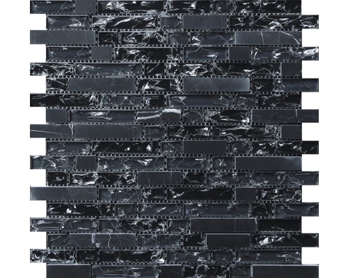 Mozaïektegel glas HBC003 zwart 29,8x30,5 cm