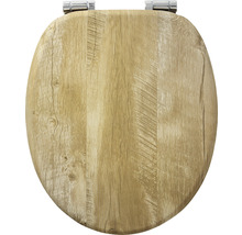 Toiletbril met houtlook en chromen beslag
