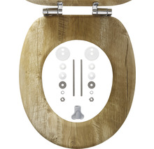 Toiletbril met houtlook en montagemateriaal
