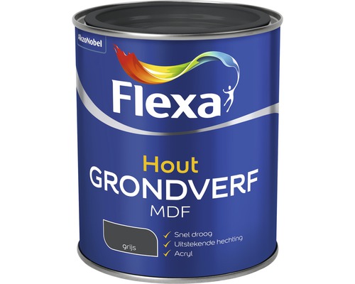 FLEXA Grondverf hout MDF acryl grijs 750 ml