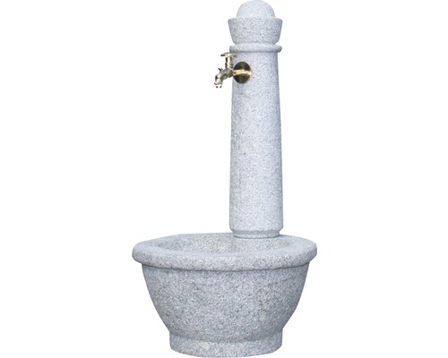 GARANTIA Waterzuil met kraan Roma klassiek 44 x 52 x 90, 19 mm (3/4") steenoptiek grijs Tuin fontein van steen met waterkraan