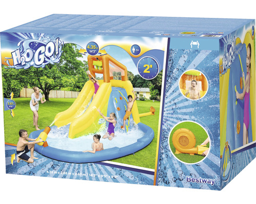 Verpakking van het opblaasbare Bestway H2OGO! waterpark met glijbaan en zwembad voor kinderen