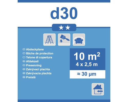 Afdekzeil d30, 4 x 2,5 meter, 10 vierkante meter