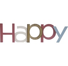 Decoratief houten opschrift Happy
