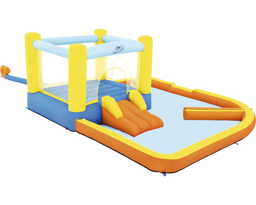 Opblaasbaar springkussen met waterglijbaan en plonsbad voor de tuin
