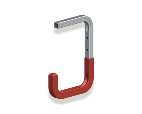 ALFER wand- en plafondhaak type 7 blank aluminium rood, d 150 x h 255 x d 155 mm Gereedschapshouder voor wandmontage