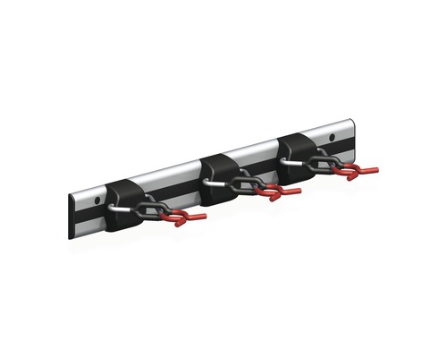 ALFER rail met 3 houders zilver zwart rood, 500 mm