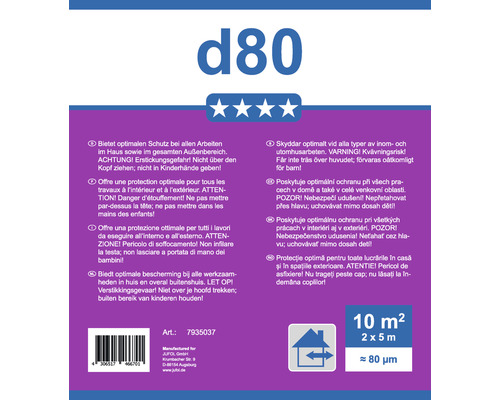 Jufol d80 afdekking voor bescherming bij werkzaamheden in huis en buitenshuis